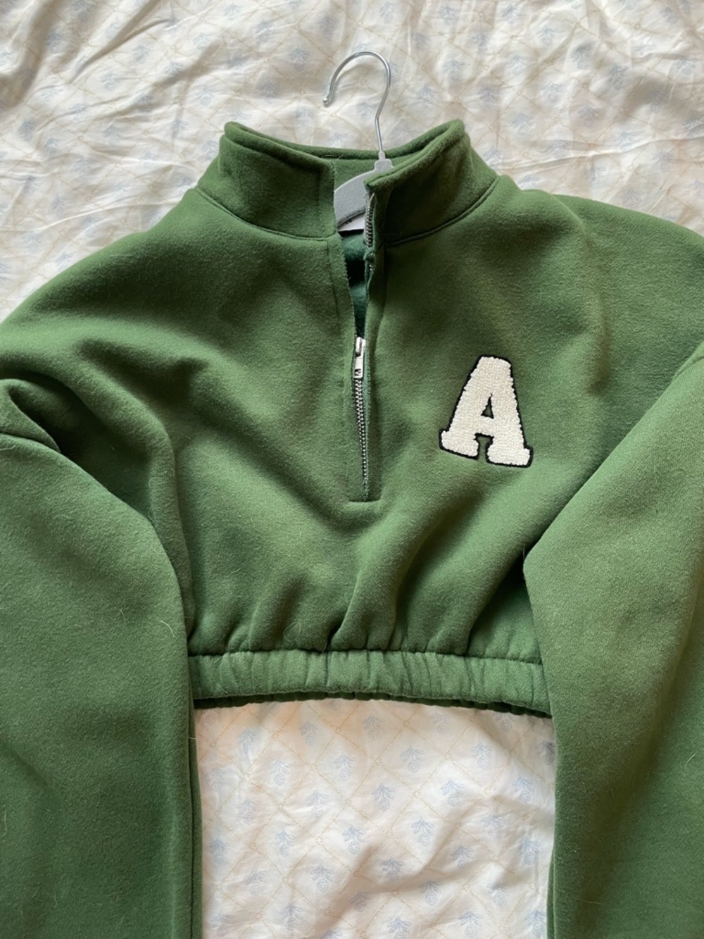 Adika Green Half-Zip Cropped “A” Sweatshirt